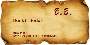 Berki Bodor névjegykártya